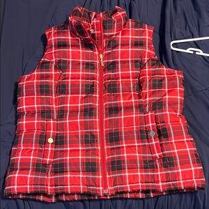 Charter Club Red and Black Plaid Quilted Vest